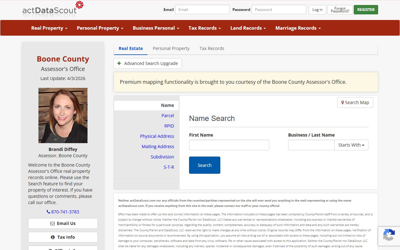 Boone County property records search portal