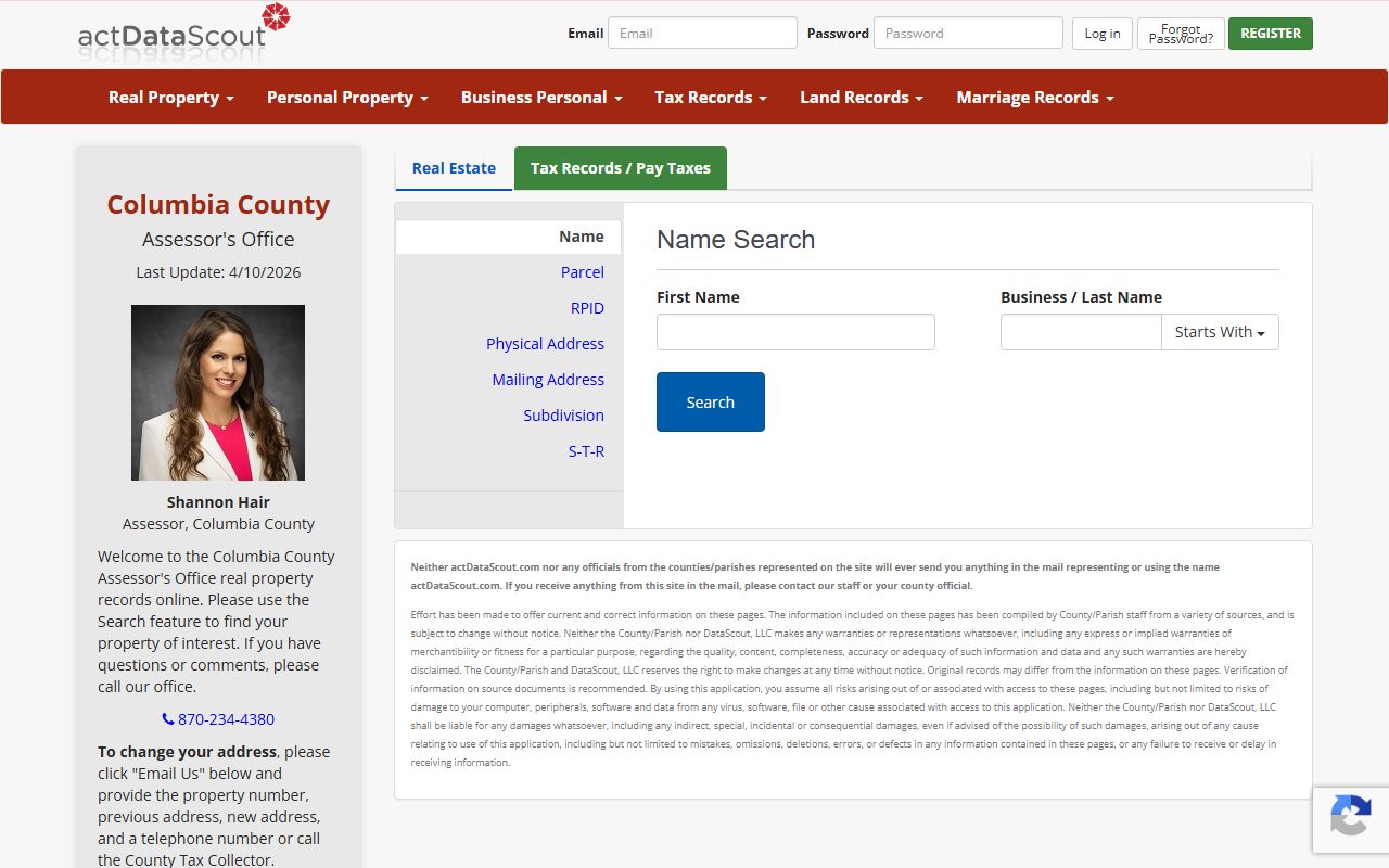 Columbia County Arkansas property records online database