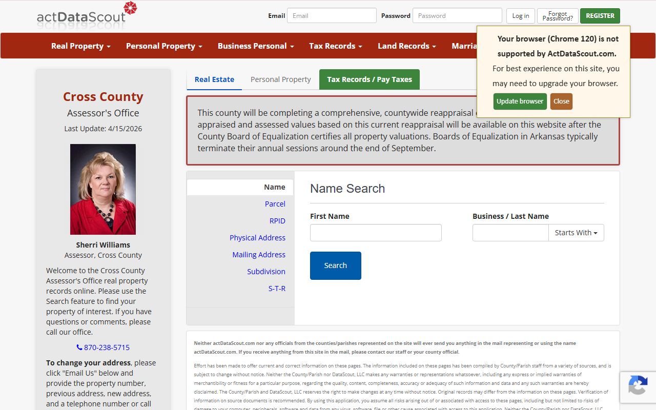 Cross County property records search portal