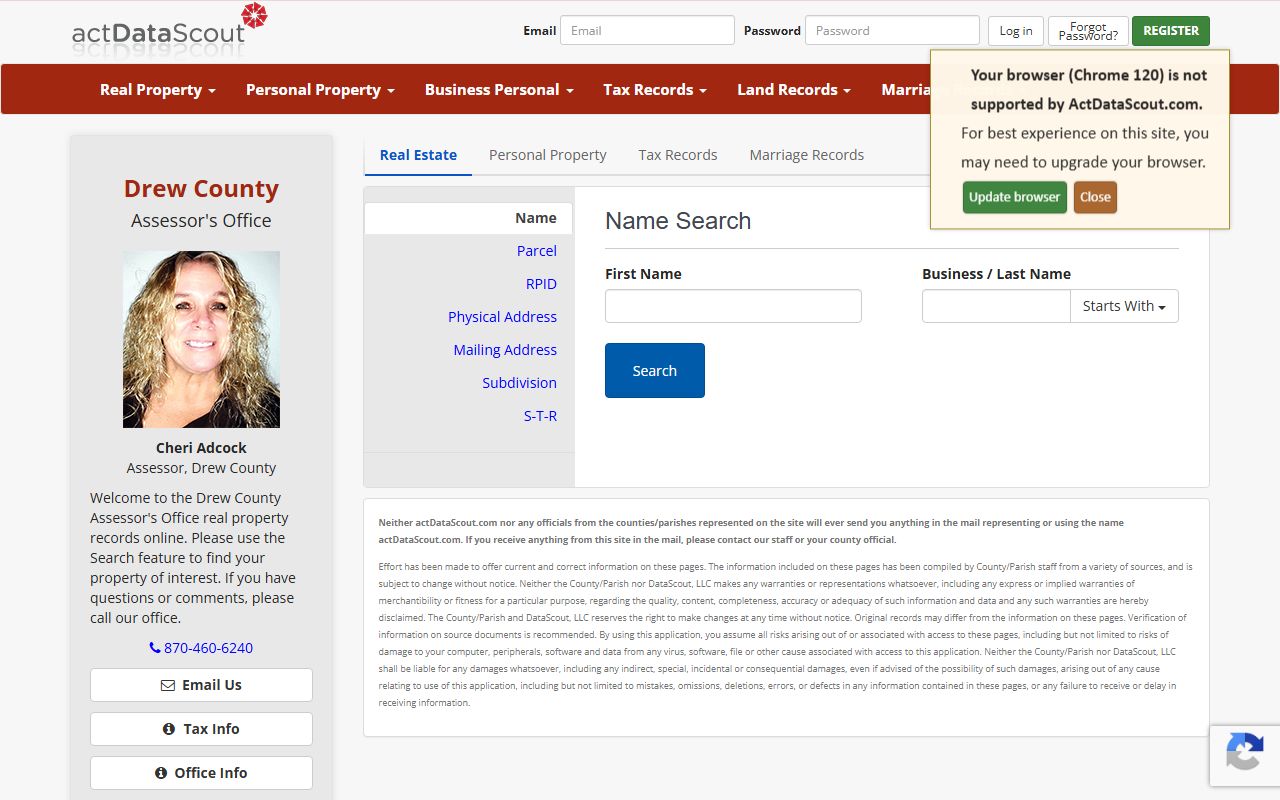 Drew County property records search portal