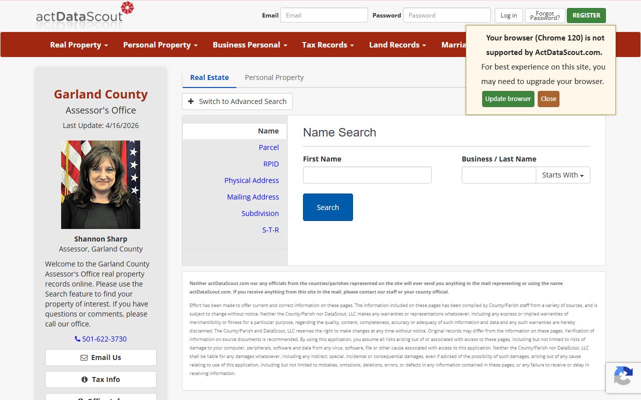 Garland County property records search portal