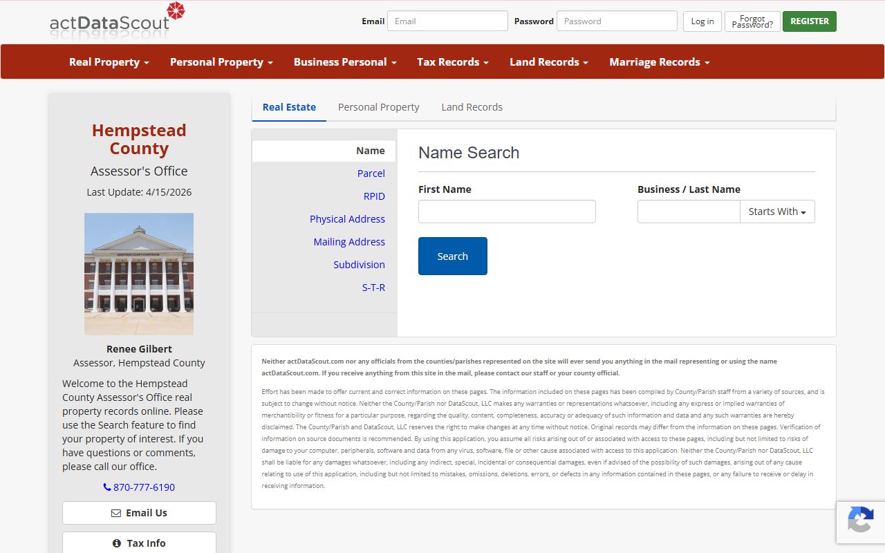 Hempstead County property records search portal