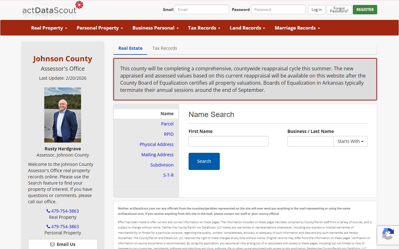 Johnson County property records search portal