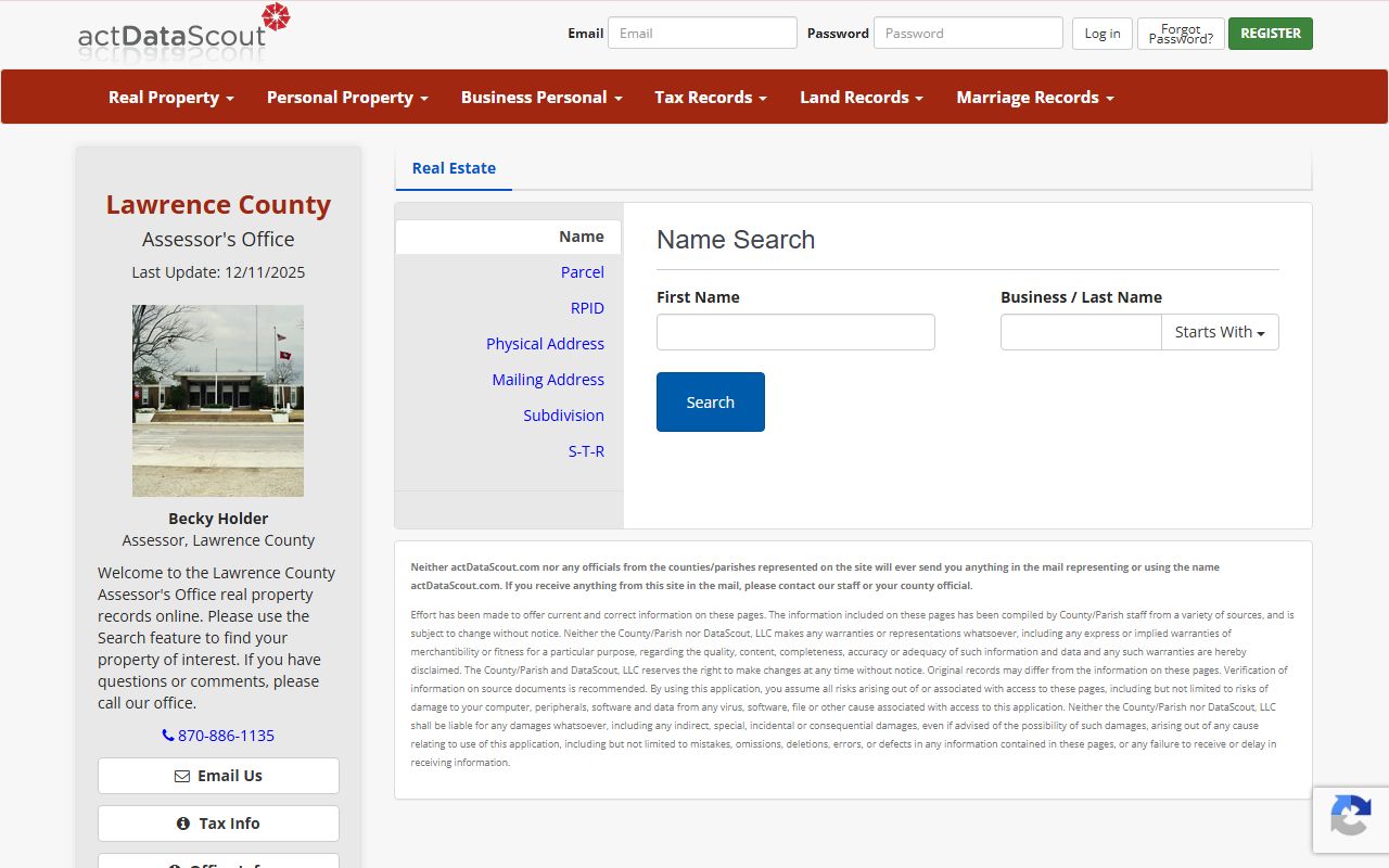 Lawrence County property records search portal