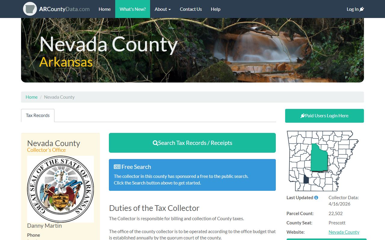 Nevada County Arkansas property records online database