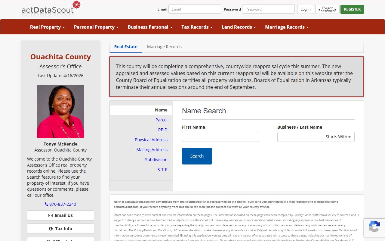 Ouachita County property records search portal