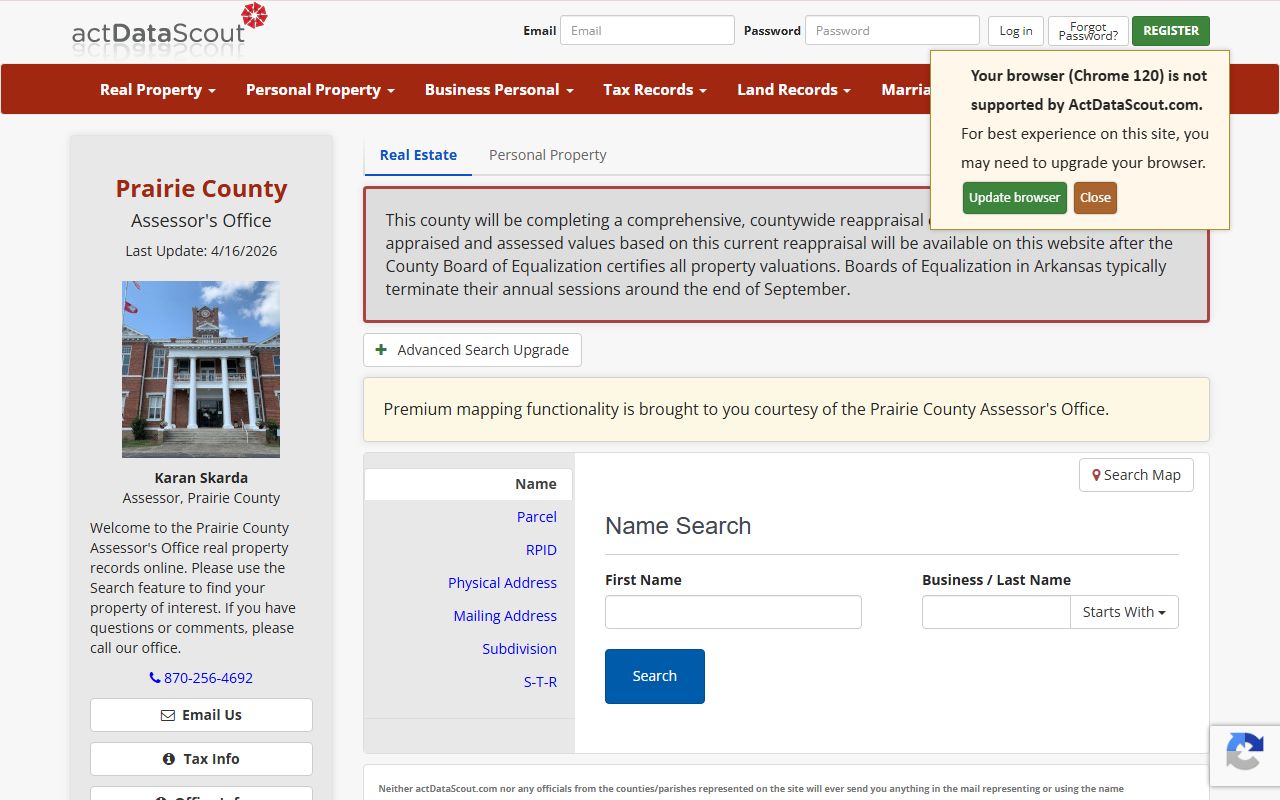 Prairie County property records search portal