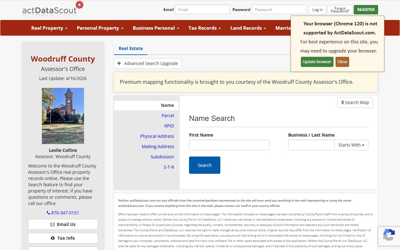 Woodruff County property records search portal