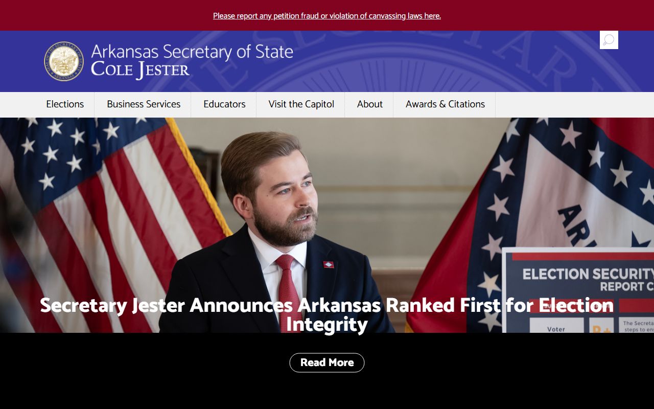 Arkansas Secretary of State office for UCC filings and lien records